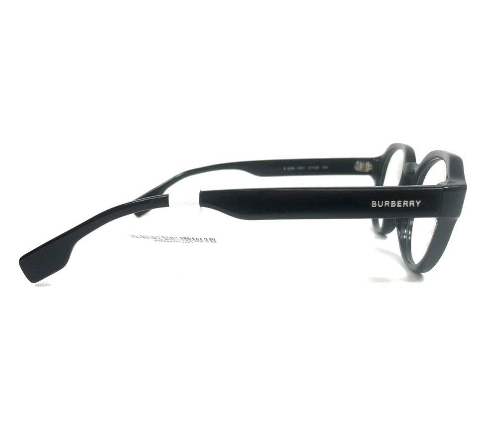 Monturas para gafas Burberry B2386 3001 pulidas negras redondas borde completo 51-22-150 Foto 3 de 4
