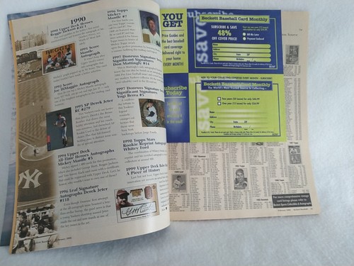 BECKETT BASEBALL CARD MONTHLY ISSUE #167 FEB 1999 DEREK JETER/BABE RUTH YANKEES. - Picture 11 of 12