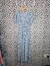 M&V Floral Maxi Dress Light Blue Boho Summer Size S/M (8-10)