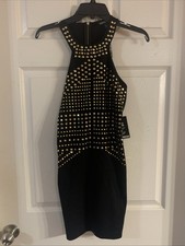 Express Women’s Black Halter studded Dress Small NWT