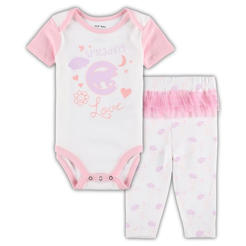 Newborn & Infant White/Pink Chicago Cubs Spreading Love Bodysuit & Tutu with