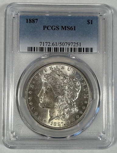 1887 Morgan Silver $1 Dollar Coin PCGS MS 61