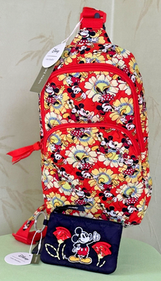 VERA BRADLEY DISNEY LORMAN SLING BACKPACK+ZIP ID CASE:NWT MICKEY