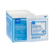 Medline Woven Sterile Gauze Sponge 2" x 2" - 8 Ply - 2 Boxes of 50 Fast Ship