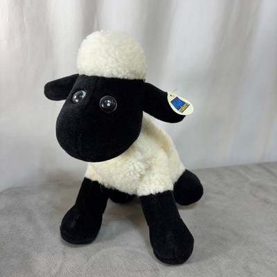 Suffolk Sheep Plush Vintage Playmakers Aminals Black White 10'' Plastic Eyes VTG