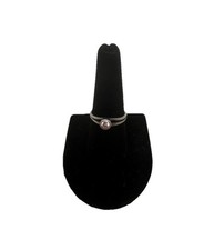 Sterling Silver CZ Solitaire Engagement Ring Size 7.75 Vintage Double Band