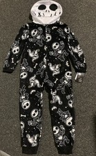 New Jack Skellington Boys Size 6/7 Hooded One Piece Fleece Pajamas