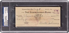 1942 WALTER JOHNSON Signed Bank Check *PSA Slabbed* Senators - Indians *HOF*