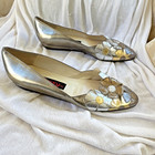 Proxy Metallic Floral Leather Slip-On Flats Silver Gold Women's Size 10 M — photo 2