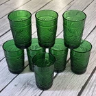* Vintage Anchor Hocking Forest Green Sandwich Pattern Set of (8) 5oz Tumblers.