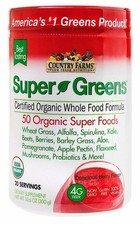 Country Farms Super Greens Organic Super Food Powder Drink Berry Flavor 9.88oz
