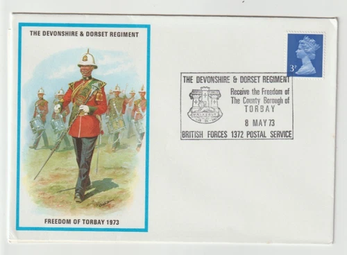 8/5/1973 UK GB Cover - The Devonshire & Dorset Regiment Freedom of Torbay 1973