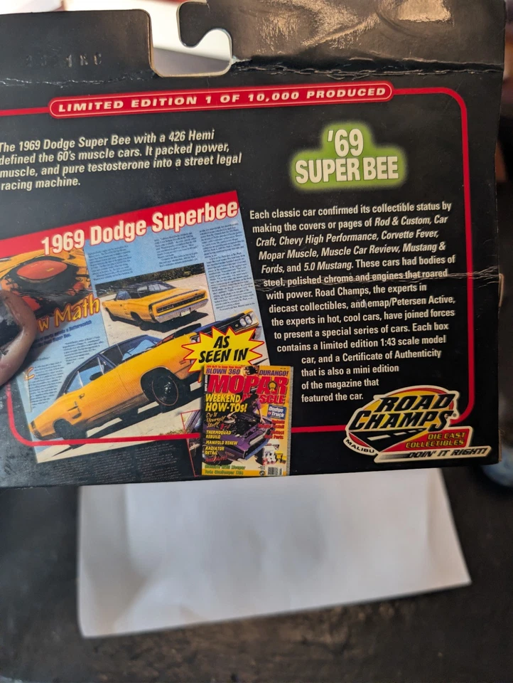 Dodge Coronet Super Bee 1969 amarillo 1/24 modelo de coche diecast por Motormax 73315Y Foto 2 de 2