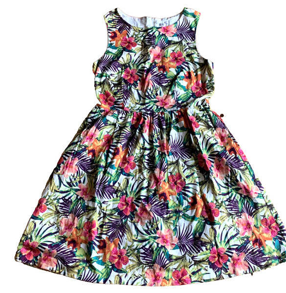 Savannah Women's 14 Sleeveless Midi Lined Floral A-Line Dress, Multicoloured