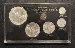 2024 Libertad BU .999 argento 1 1/20 oz 5 monete collezione set Banco de Mexico