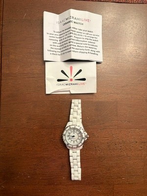 Isaac Mizrahi Live White Ceramic Ladies' Bracelet Watch Fits up to 7'' wrist