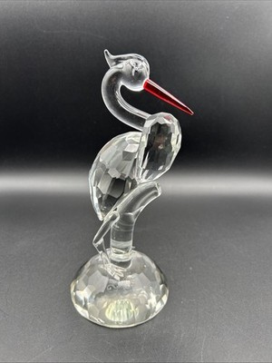 SORELLE Crystal Heron, Crane, Egret , Stork Bird Figurine 7 3/4'' TALL Beautiful