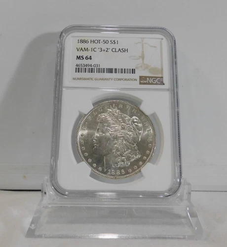 WOW!  1886-P  MORGAN "VAM-1C" Silver Dollar, NGC MS-64!