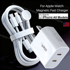 3 in1 For Apple Watch Magnetic Fast Charger USB C Cube Cable for iPhone 12 15 16