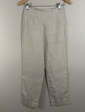 Reformation Womens Size 2 Beige Neutral 100 Linen High Waist Back Zip Pant