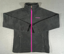 Columbia Fleece Youth Jacket Kids Black Full Zip Outdoor Size M 10-12 