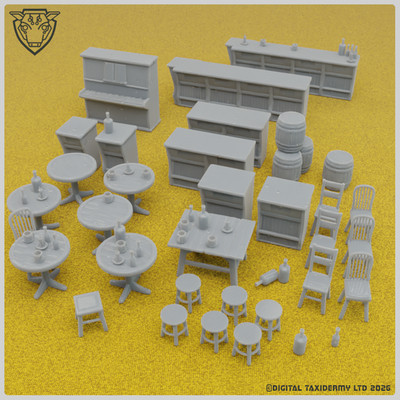 Maßstab Modell Bar Möbel Tische Stühle Hocker Kneipe Diorama 1:76 1:50 1:32