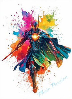 Poster Superheld Comics Aquarell Splash Kunstdruck Dekoration A4 8363