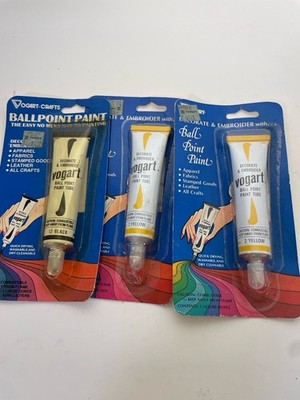 Vtg Vogart Ball Point Paint Tubes Decorate & Embroider Fabric Black + Yellow NEW