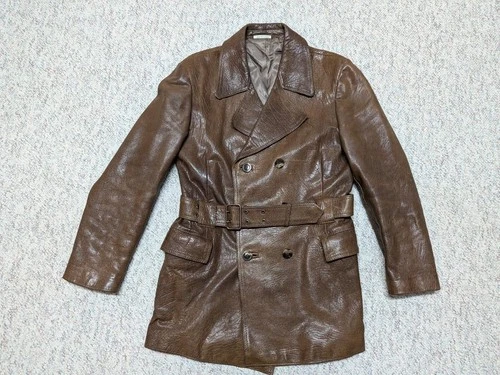 1970s vintage BELTED brown leather 38 trench coat ERICSON overcoat SHERLOCK video thumbnail