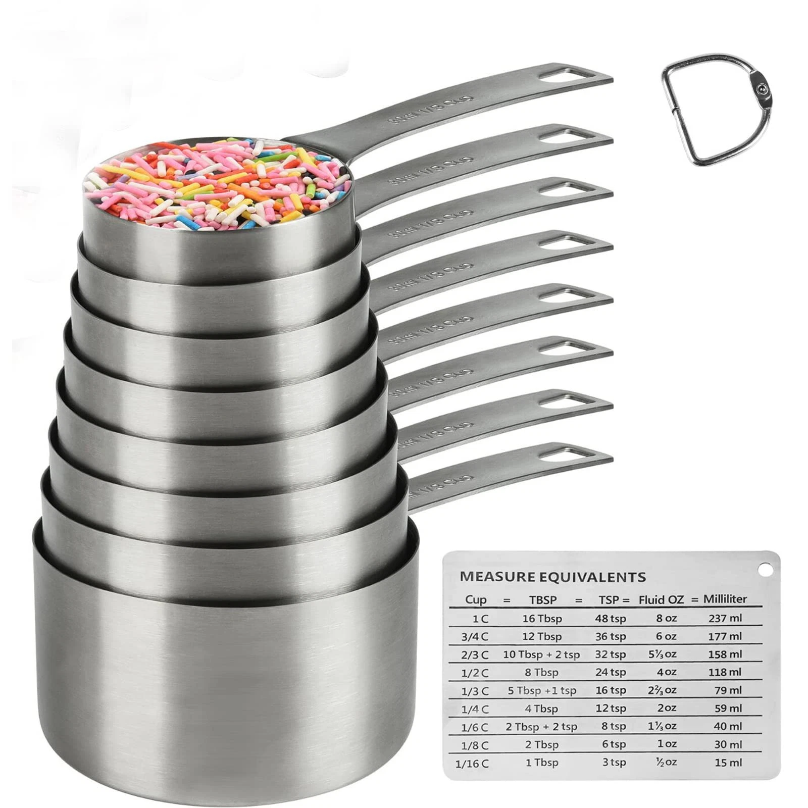 Measuring Cups Set, 18/8 Stainless Steel Measuring Cups for Dry & Liquid, Met...