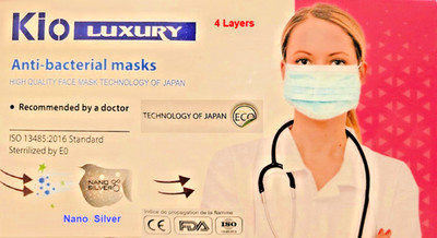 2500 Kio Luxury 4 Layer Disposable Face Masks Nano Silver 50 Boxes Per Case