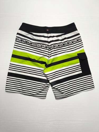 Quiksilver Bañador Hombre Blanco Negro Verde Rayas Bolsillo Talla 32 W32/46 ita - Imagen 3 de 12