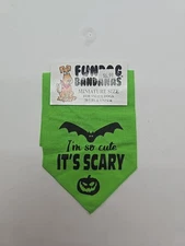Fundog Bandanas Small Dogs Under 20lbs Green Halloween Scary Cute.#36726