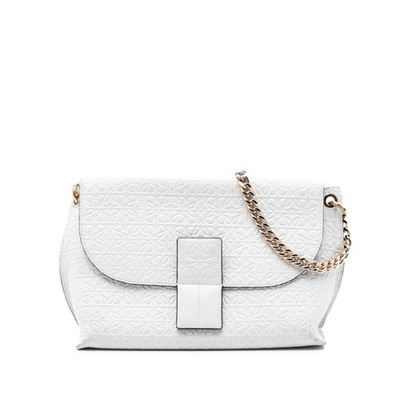 LOEWE Leather Repeat Anagram Avenue Crossbody Pre-Loved Umhängetasche Weiß