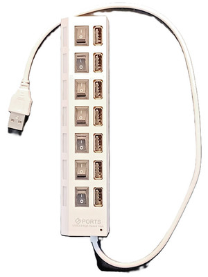 7-Port USB 2.0 Hub Splitter Adapter Hi-Speed w-Indiv Switches