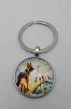 German Shepard Rainbow Bridge Keychain Key Ring Purse Handbag Car Charm Backpack