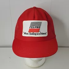 VTG Fel-Pro Trucker Snapback Hat Big Patch Logo Where Sealing Is A Science Cap