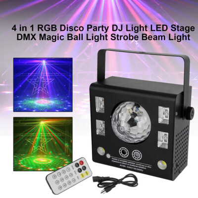 4 In 1 RGB Disco Party DJ Light LED Stage DMX Magic Ball Light Strobe Beam Light