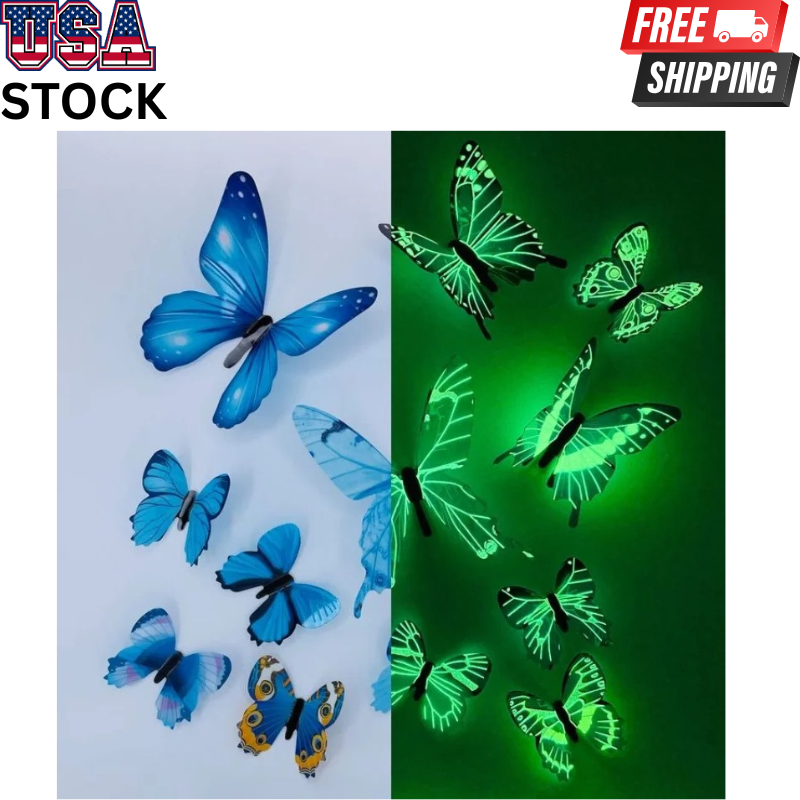 Luminous Butterfly Wall Stickers DIY Home Decor Modern Art Gift Set of 12