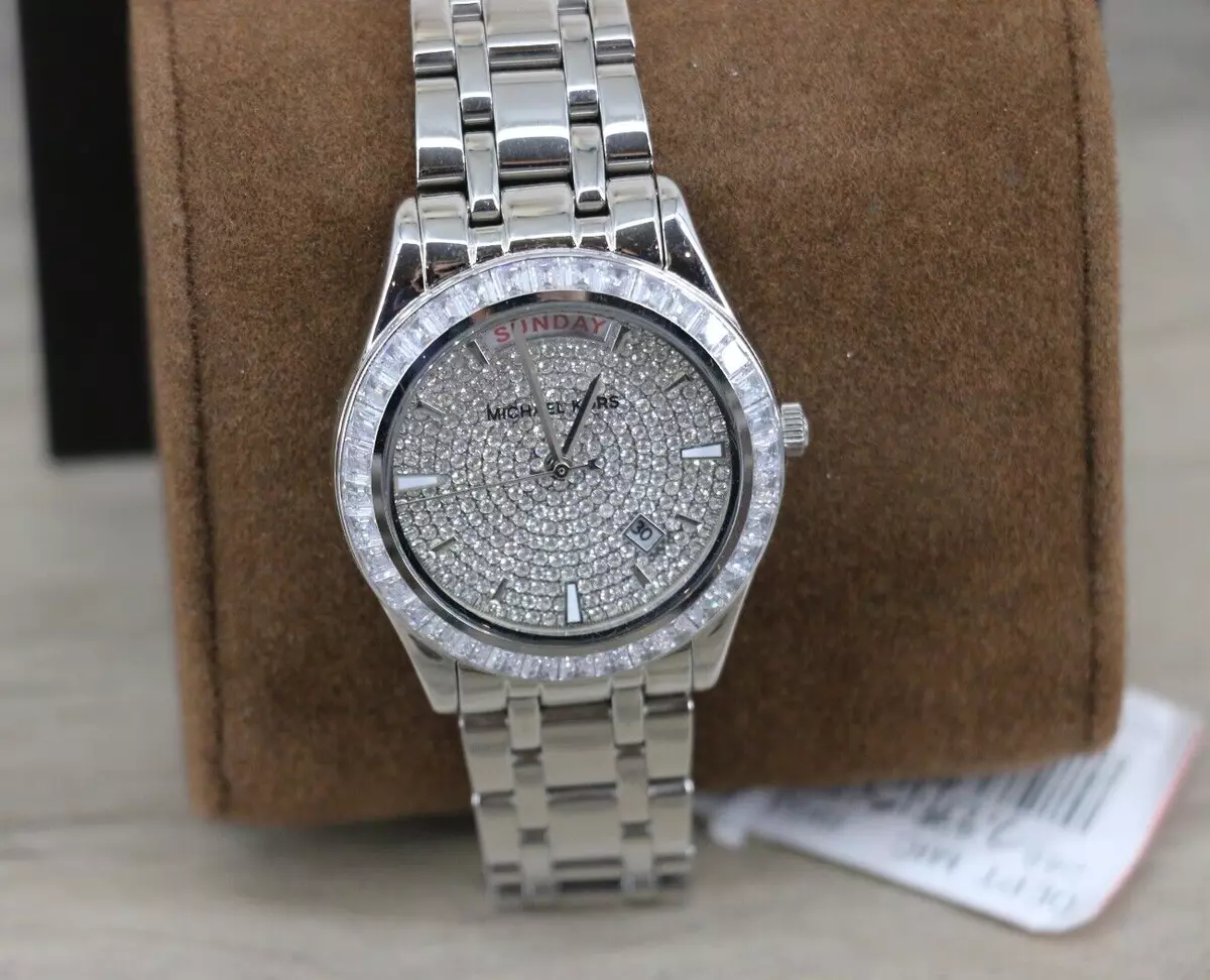 Michael Kors Kiley Cristal Pav Plata Acero Inoxidable Mujer 34mm