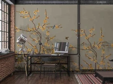 3D Tree Flowering Bird Wallpaper Wall Mural Removable Self-adhesive Sticker337