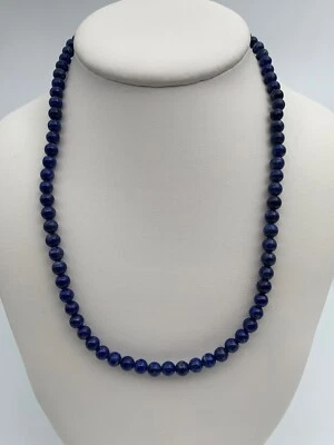 COLLIER FANTAISIE 28 GRAMMES PERLES EN PIERRE LAPIS LAZULI W462 - Photo 1/4