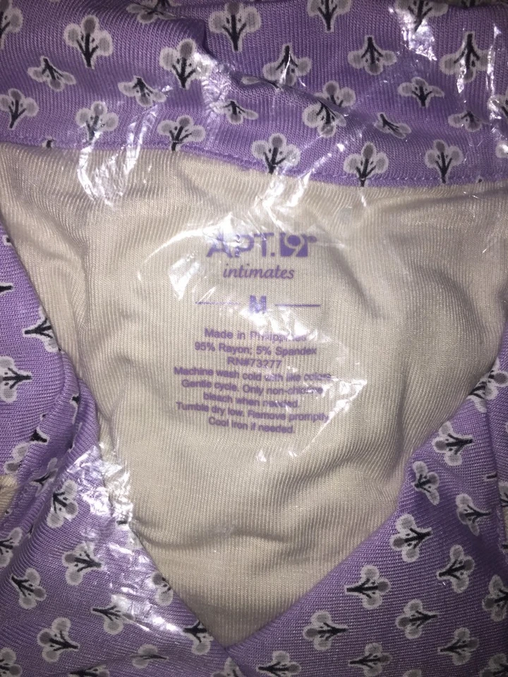 Camisa para dormir APT.9 para mujer tejida cuello muesca manga 3/4 "PURPLE DITSY" M NUEVAS etiquetas Foto 3 de 4