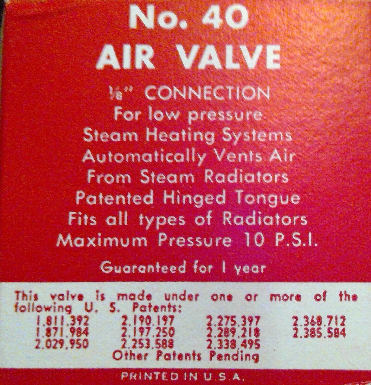Hoffman No. 40 Angle Steam Radiator Air Valve 1/8" Connection 100 PSI for sale online eBay