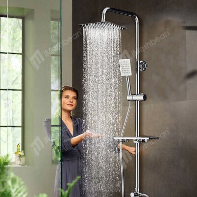 Wall Mounted 8'' Rainfall Shower System Shower Faucet Mixer Shower Tap Combo Set
