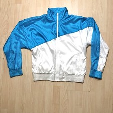 Vintage Nike Colorblock Track Jacket M Blue White Gray Tag Zip Up Check Logo 90s