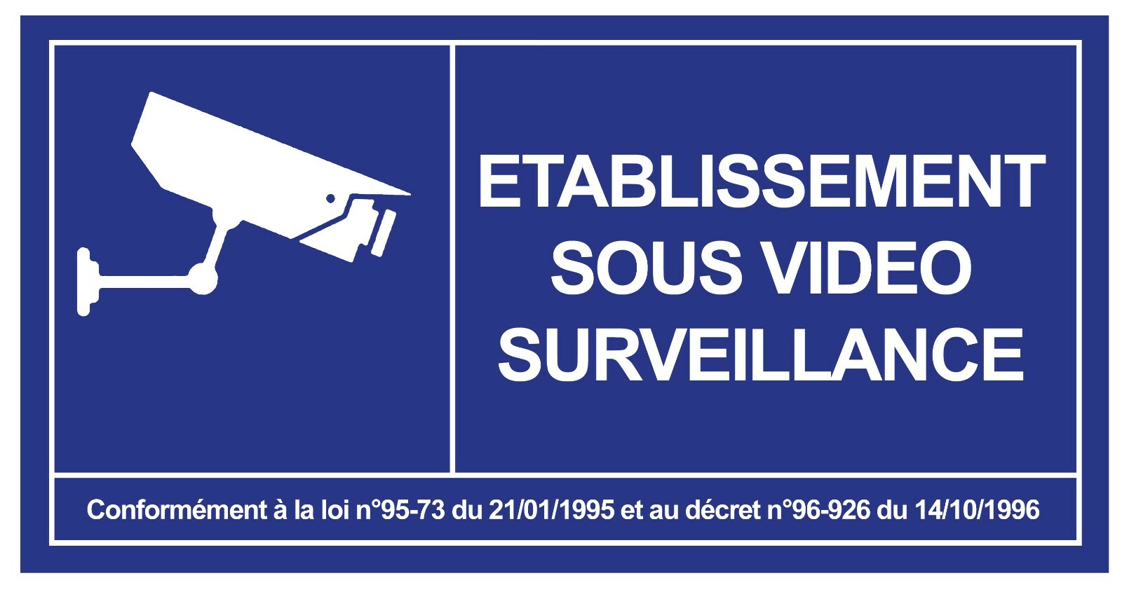 ETABLISSEMENT SOUS VIDEO SURVEILLANCE CAMERA SECURISE AUTOCOLLANT