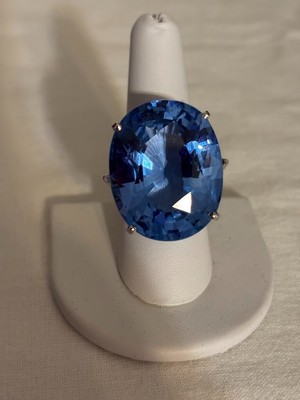 Wunderschöner 45ct facettierter Blautopas in Sterlingsilber (925) - Größe 8
