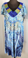 Apt. 9 Blue Short Sleeve Dress Size 1X Mesh Beaded Floral Light MSRP $58 New NWT