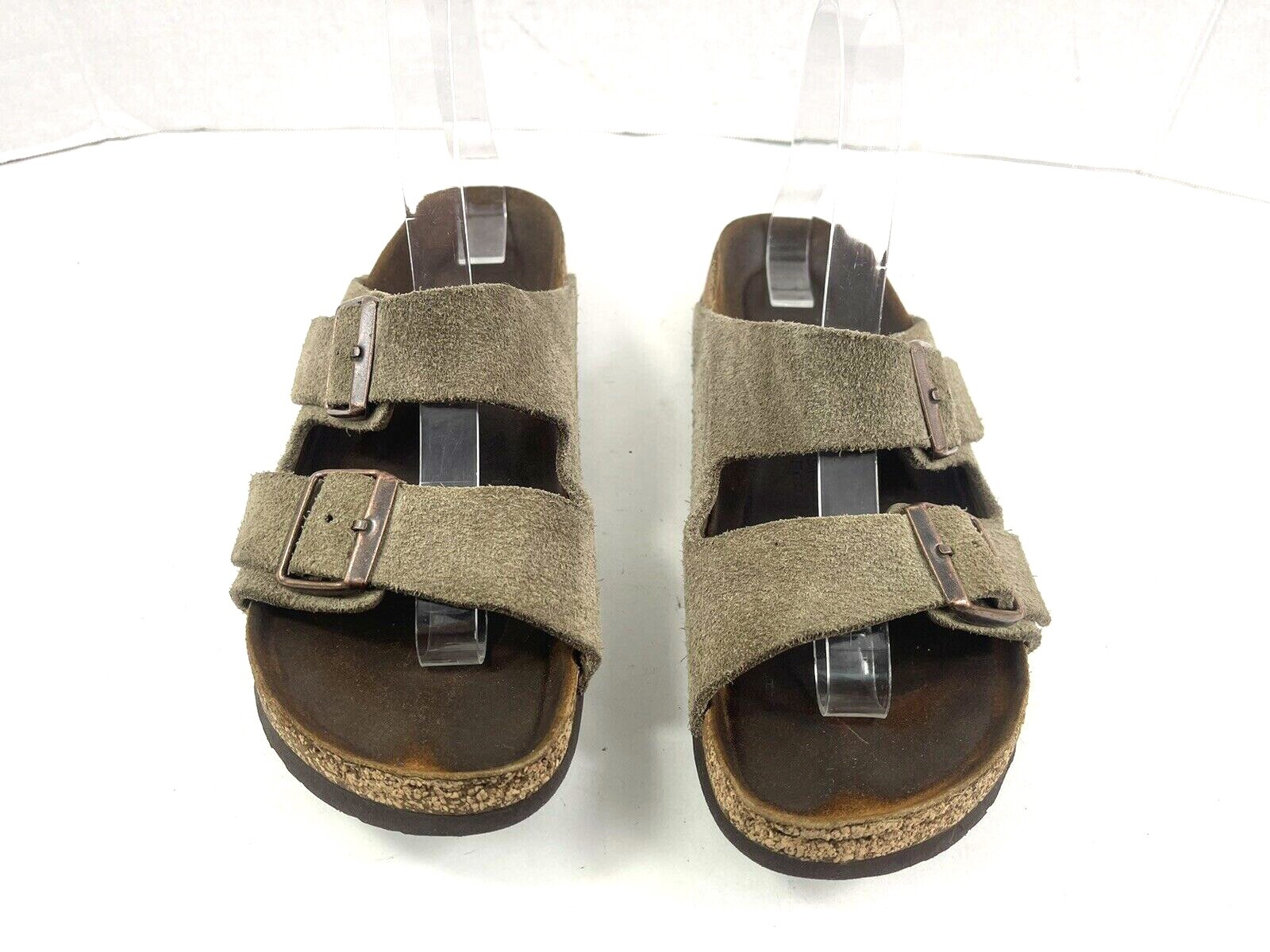 Birkenstock Arizona Women's Shoes Gray 39/ 8.5M Suede Leather Slides